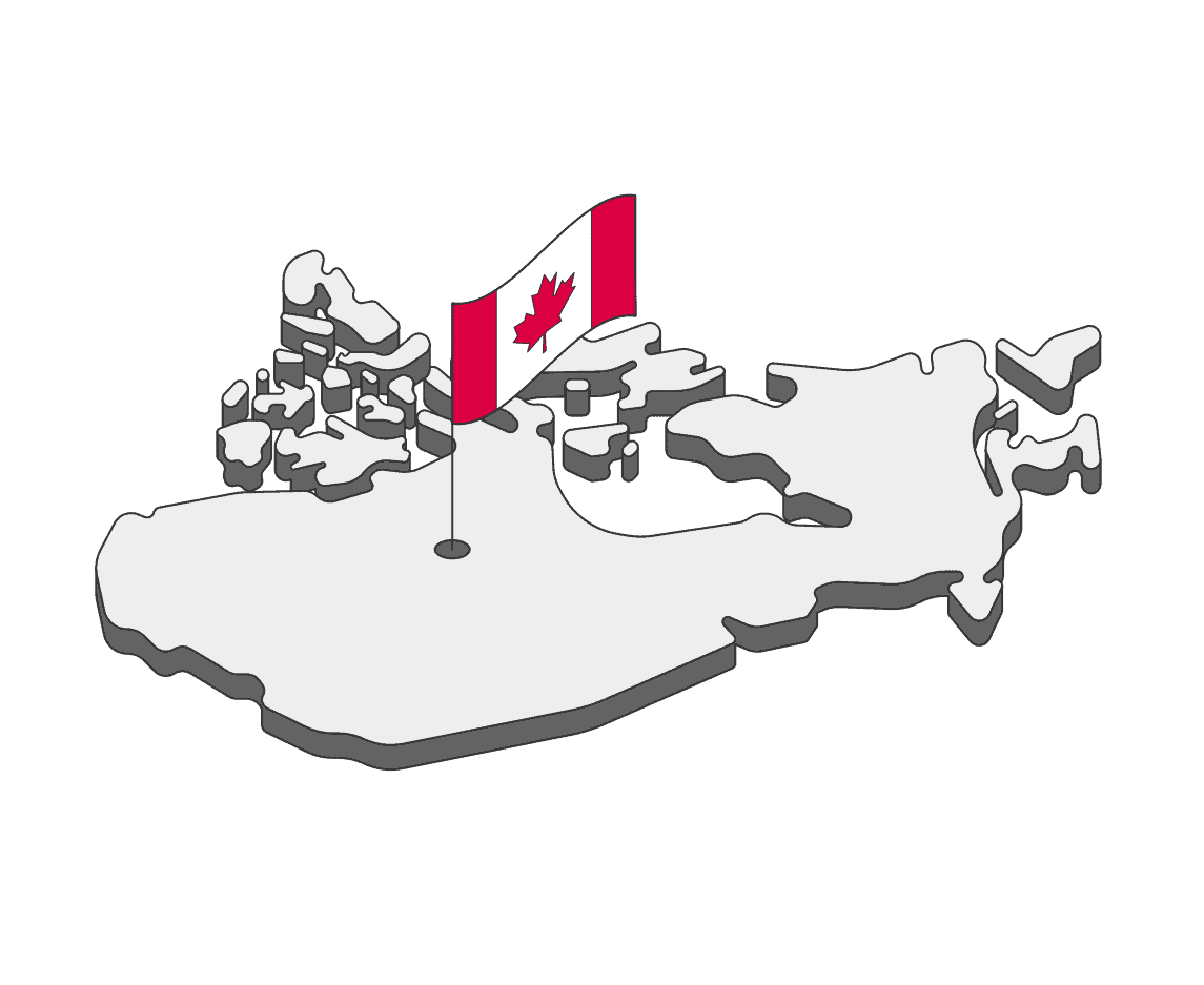 Canada outline with a flag inside of it