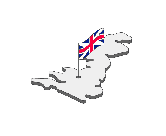 outline of the uk with a flag inside