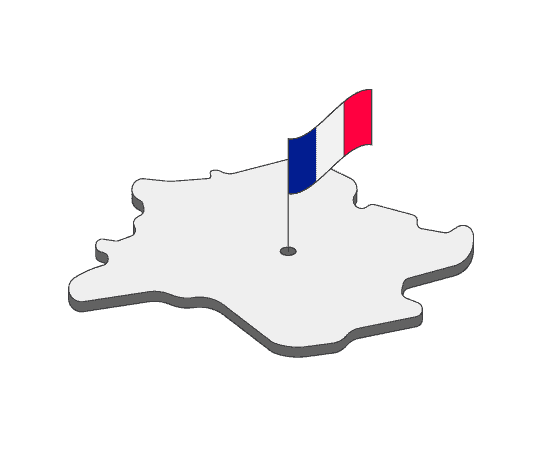 outline of france with a flag inside