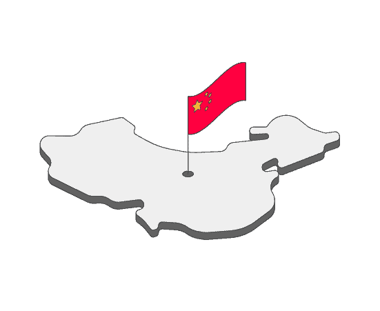 outline of china with a flag inside