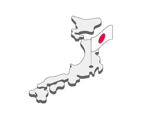 outline of japan with a flag inside