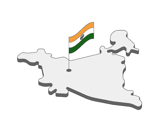 outline of india with a flag inside