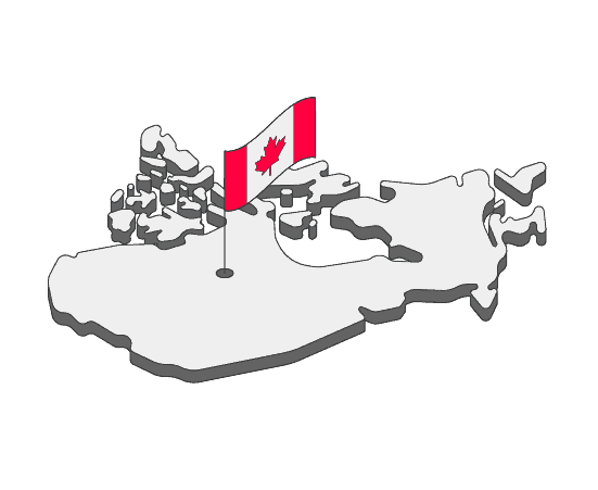 outline of canada with a flag inside