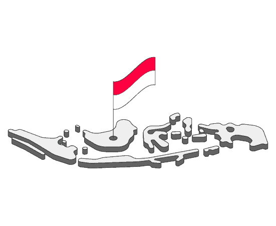 Indonesia outline with a flag inside of it