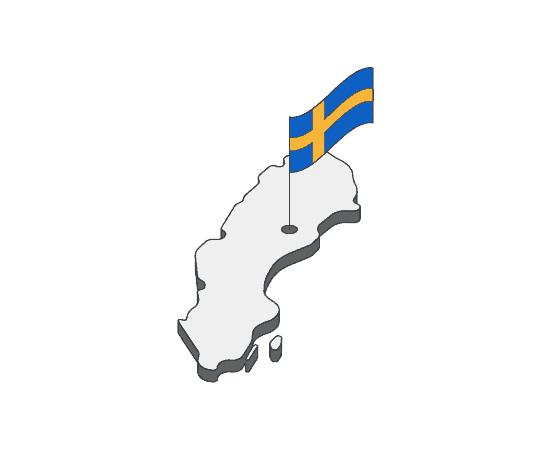 Sweden outline with a flag inside of it