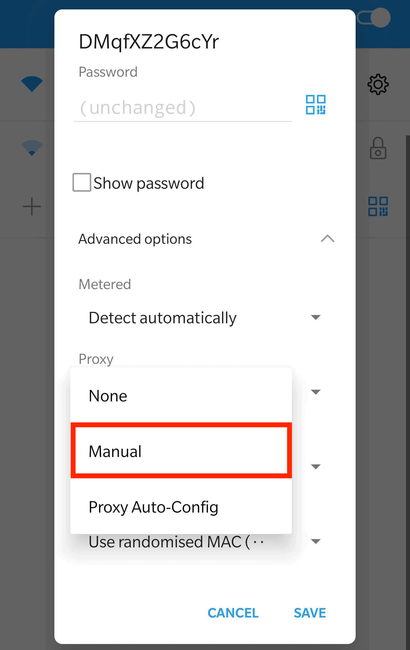 android wifi settings proxy dropdown