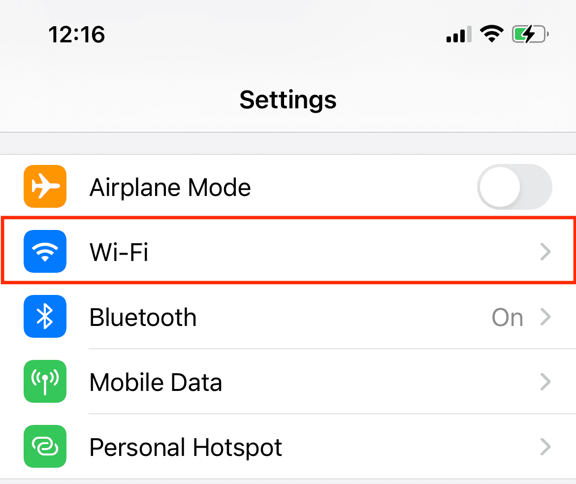 ios settings wifi