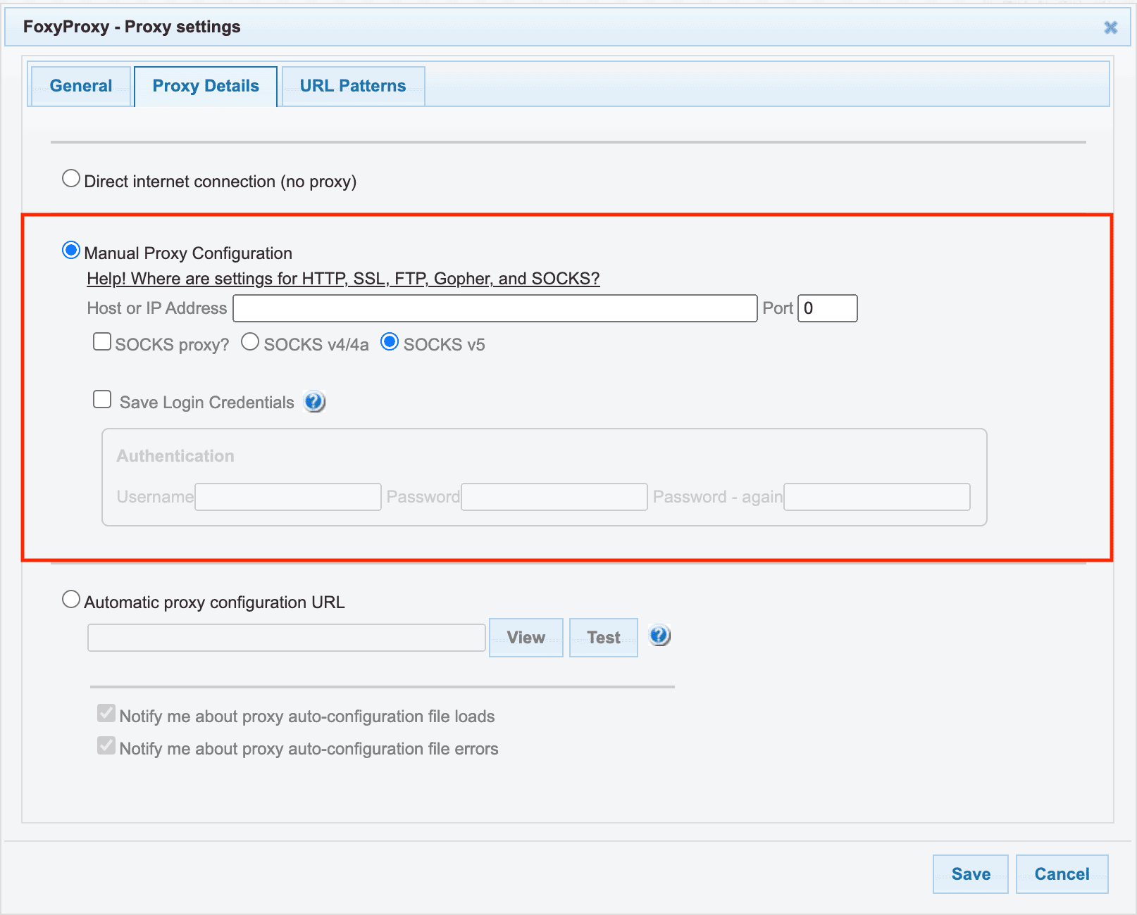 foxyproxy chrome settings proxy details