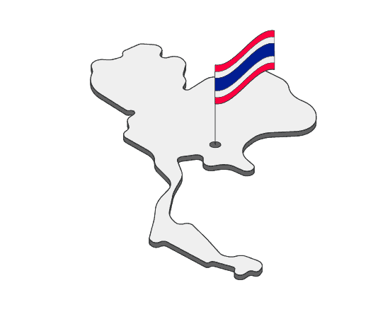 Thailand outline with a flag inside
