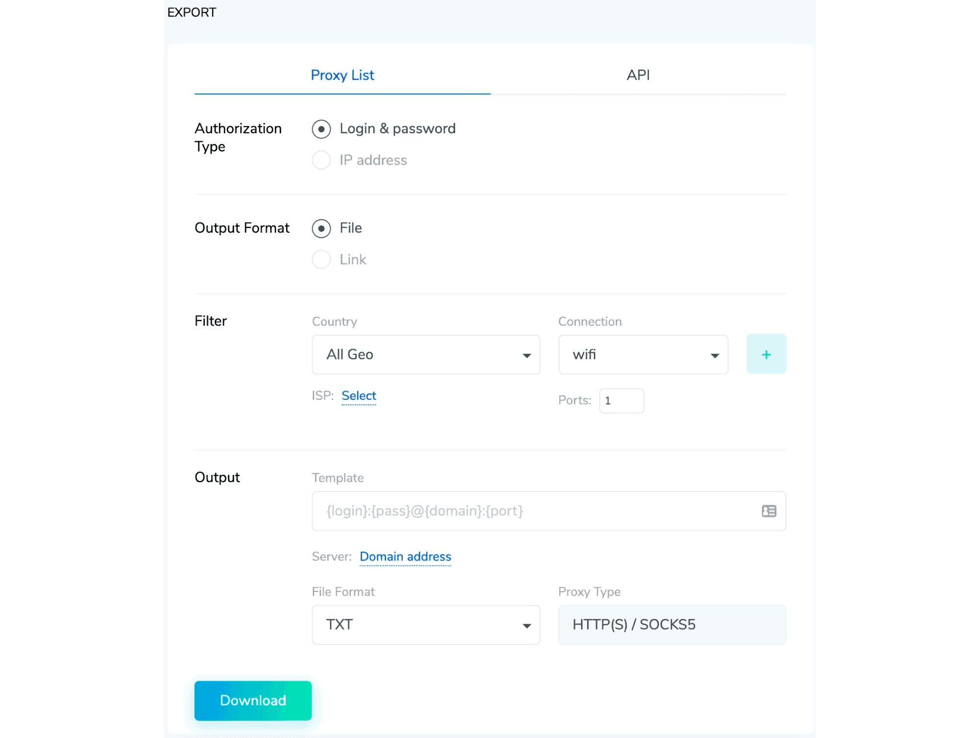 soax dashboard exporting proxies