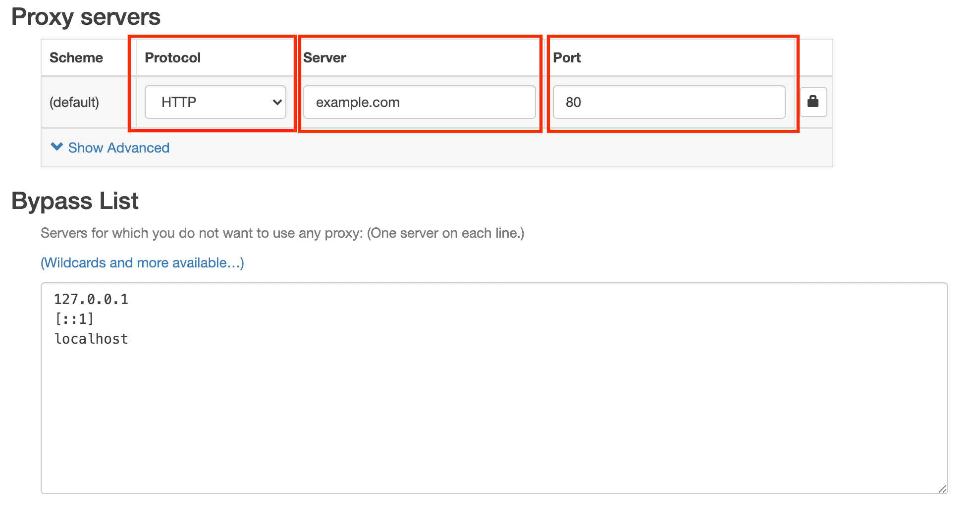 How to use switchyomega screenshot with some fields highlighted