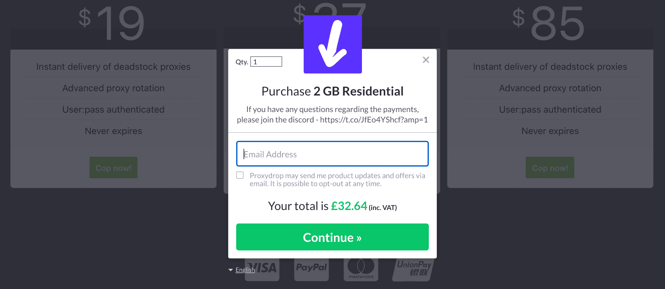 buying a plan on proxydrop
