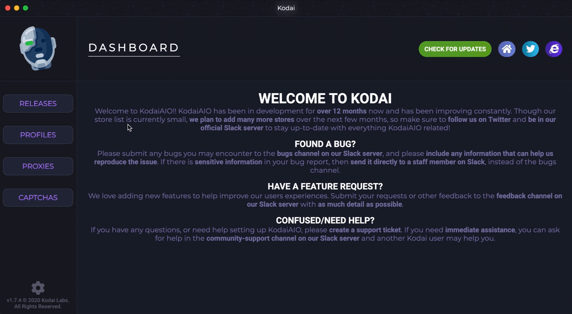 KODAI dashboard