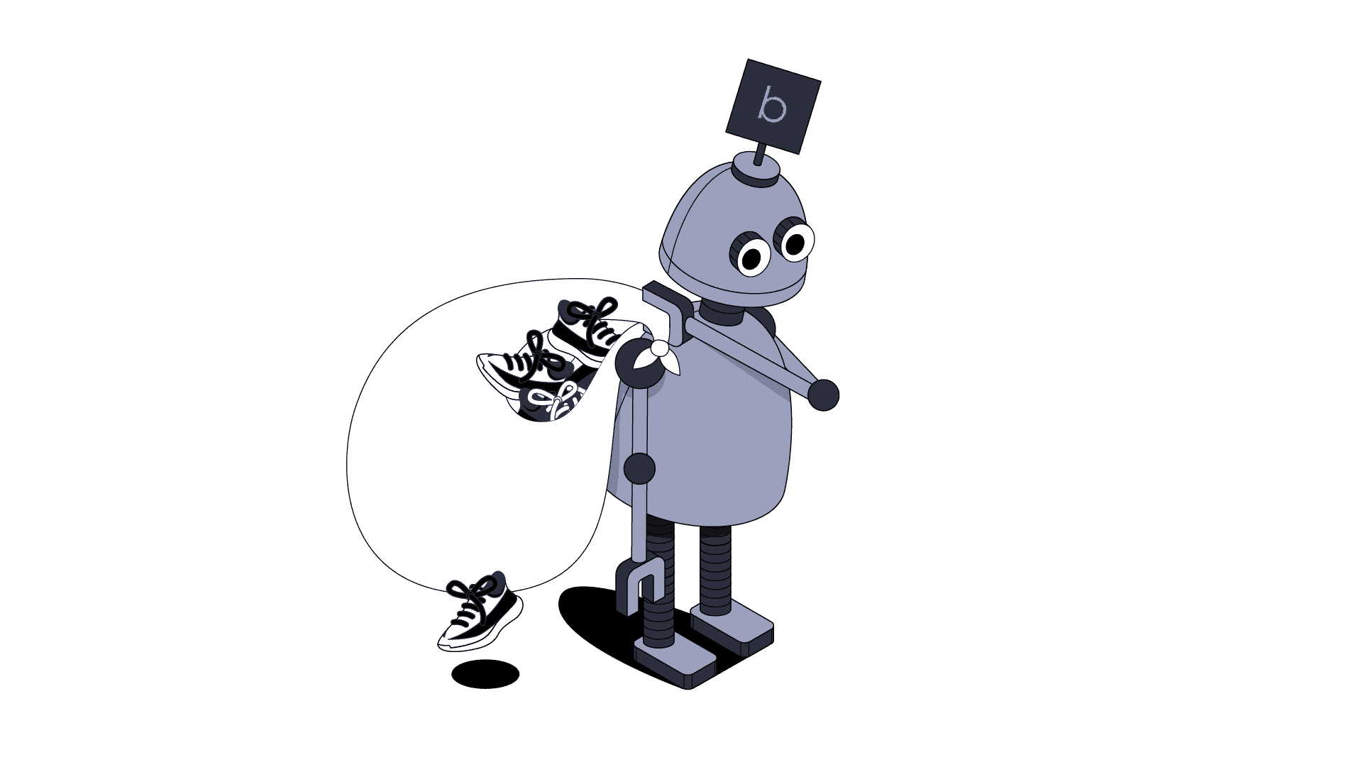 Balkobot robot carrying a bag of sneakers