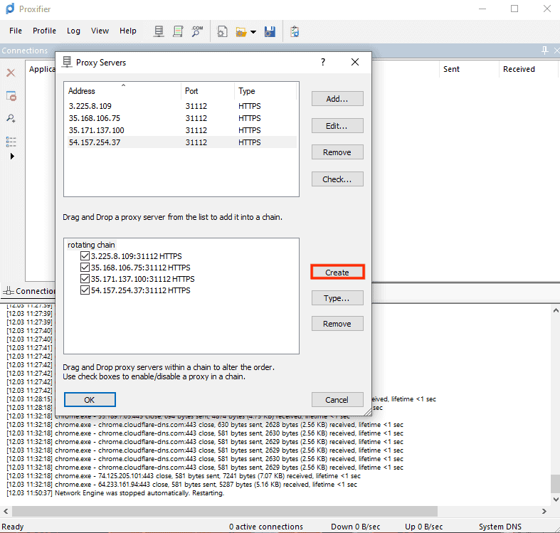 creating a proxy chain