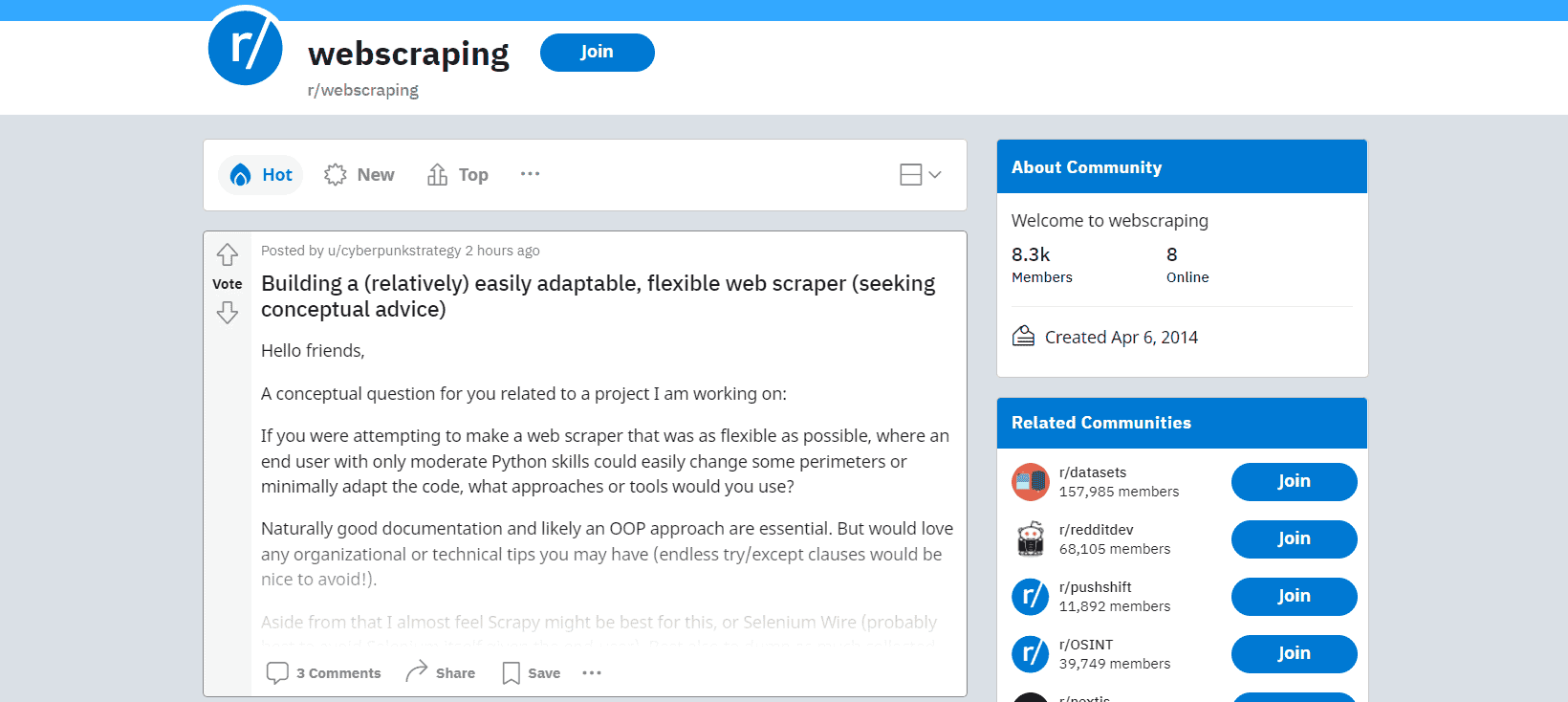 Reddit r/webscraping