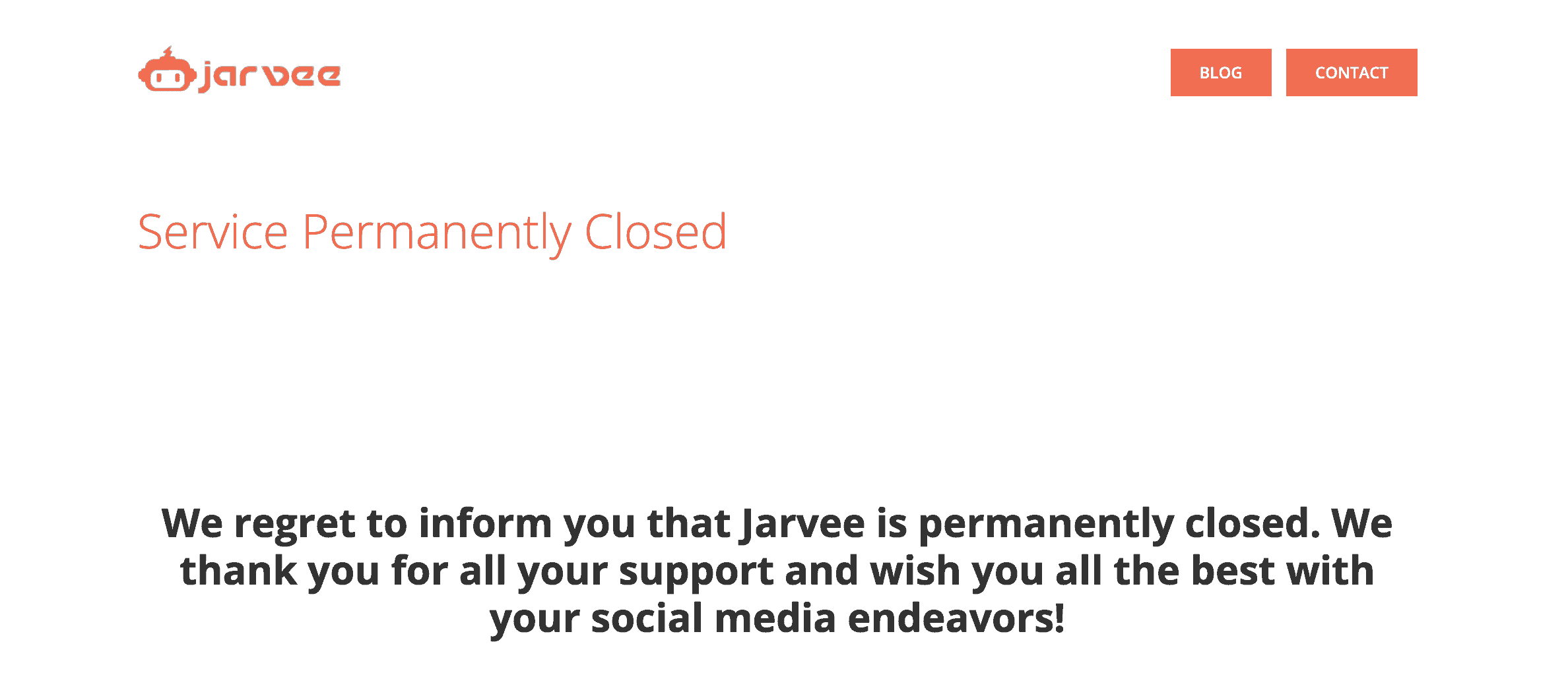 jarvee permanently closed notice