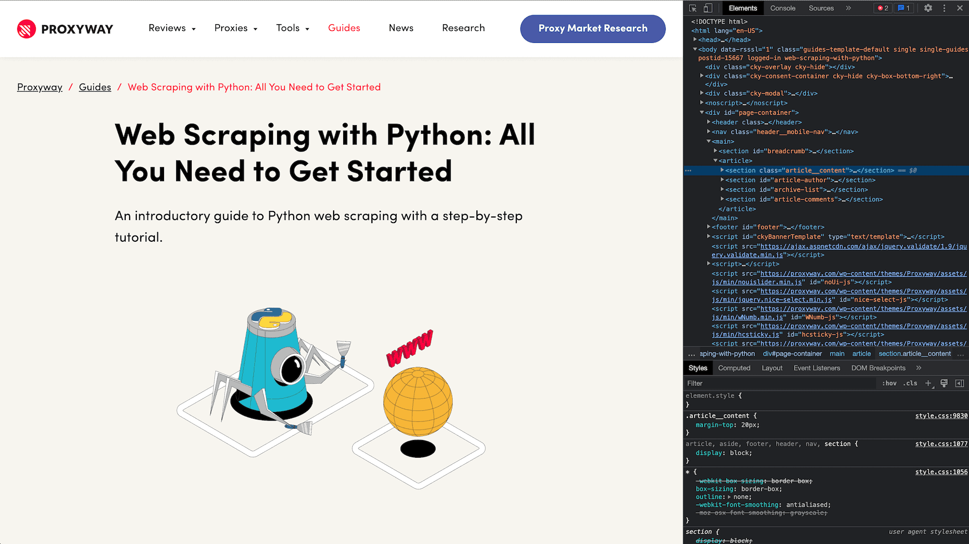 web scraping with python inspected