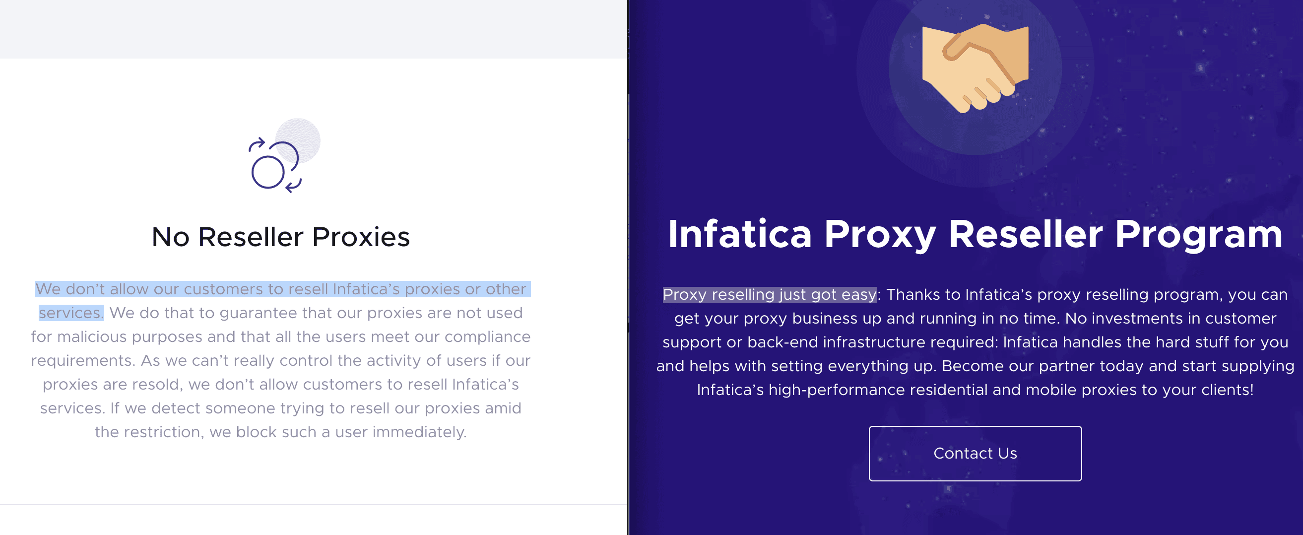 infatica reselling policy