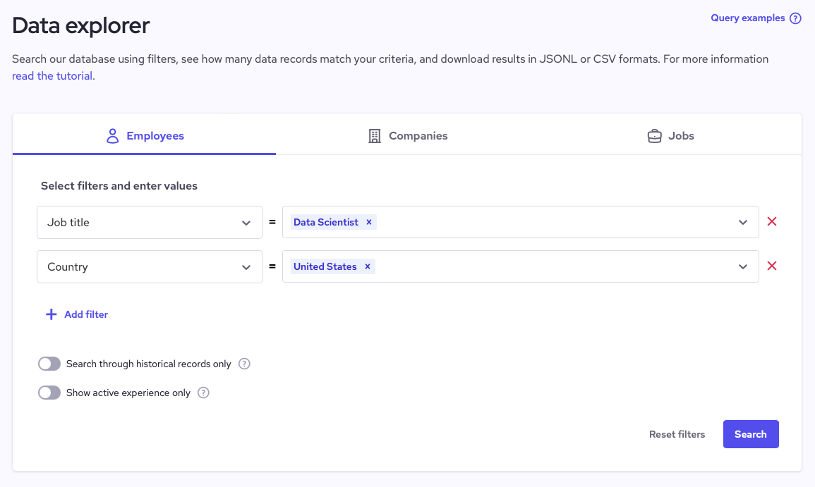 coresignal query builder
