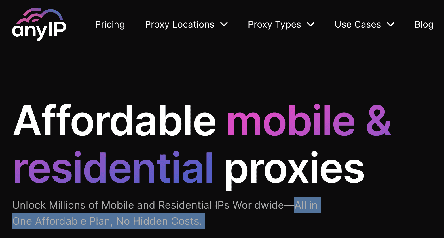 anyip residential and mobile proxies