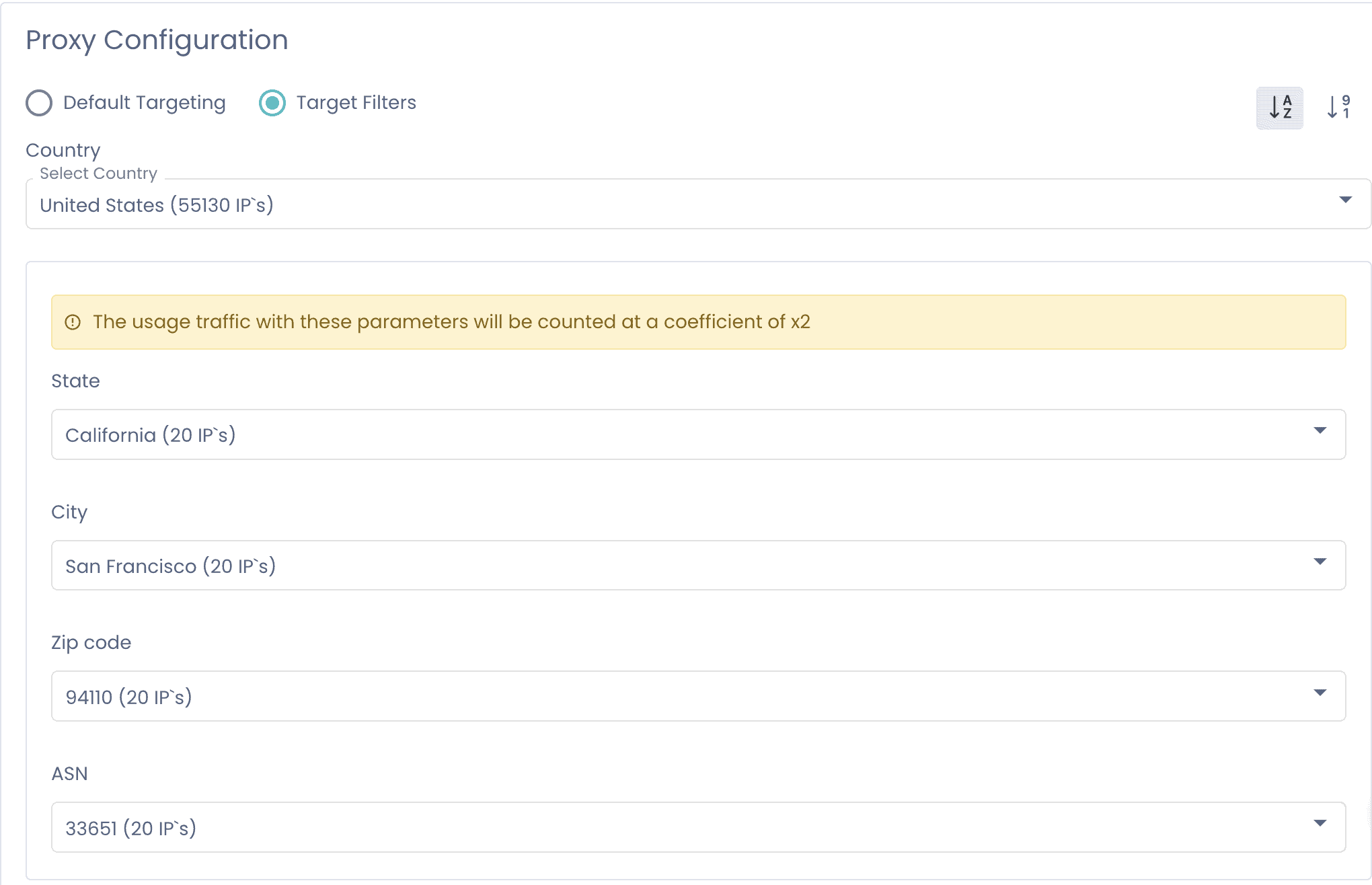 dataimpulse target filters