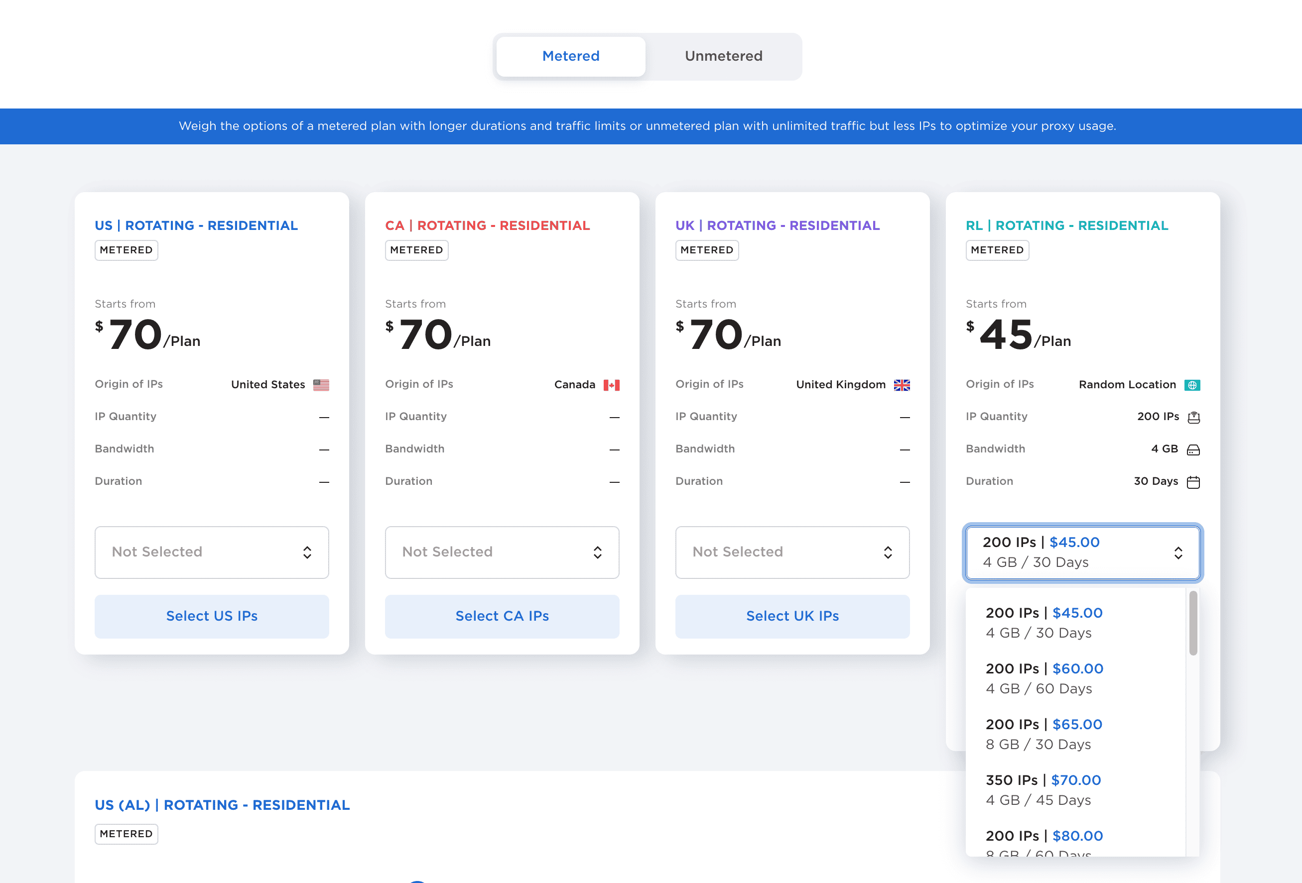 live proxies pricing plans