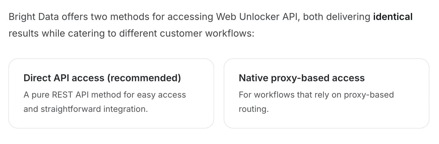 bright data unlocker integration methods