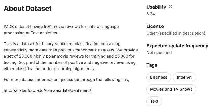 IMDb movie review dataset