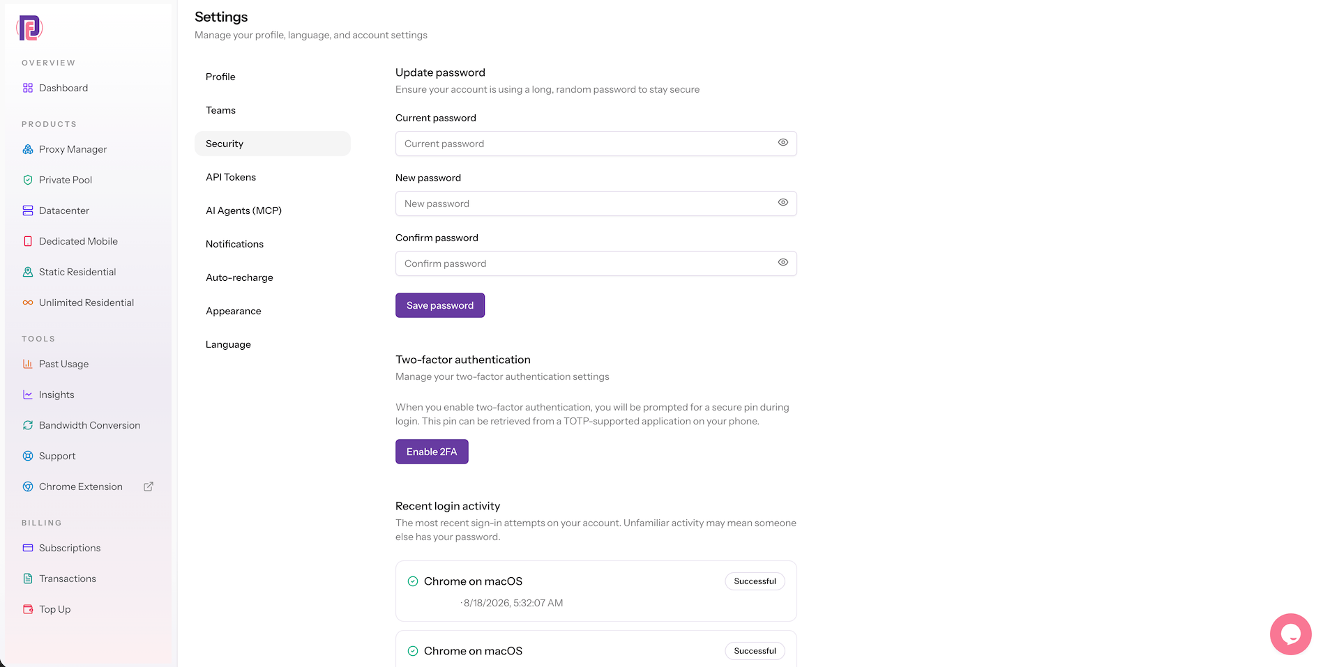 proxyempire dash settings