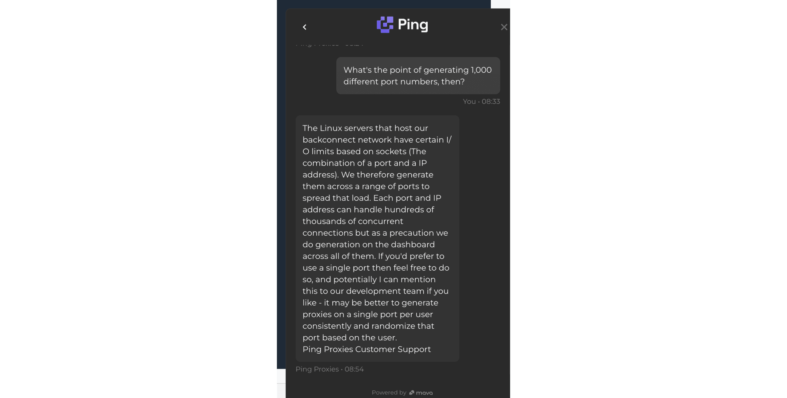 ping proxies customer support