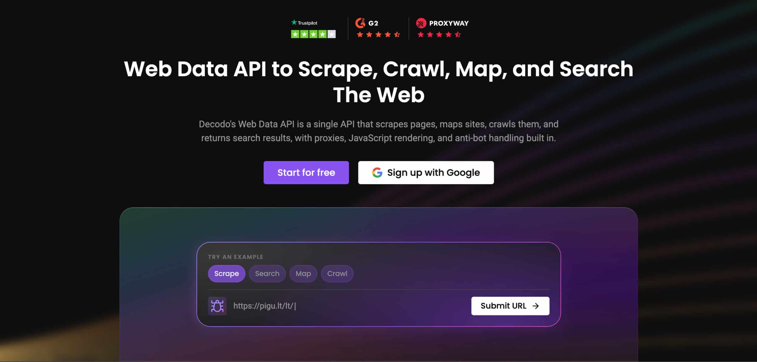 decodo web data api hero section